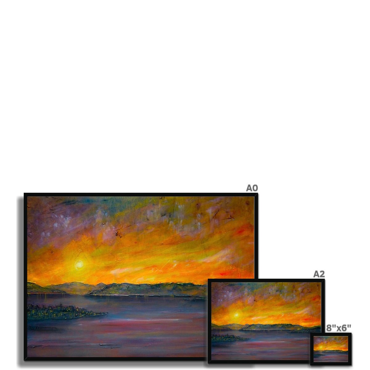 Sunset Over Gourock Painting | Framed Prints From Scotland-Framed Prints-River Clyde Art Gallery-Paintings, Prints, Homeware, Art Gifts From Scotland By Scottish Artist Kevin Hunter