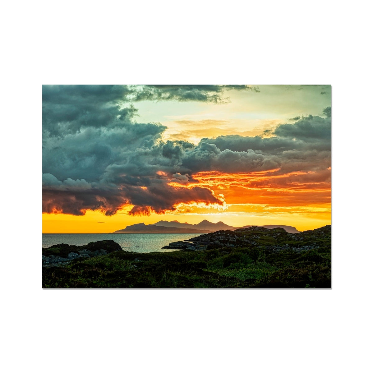 Sunset Over Skye From Ardtoe Prints | Skye Art Gallery | Paintings, Prints, Homeware and Art Gifts From Scotland By Scottish Artist Kevin Hunter