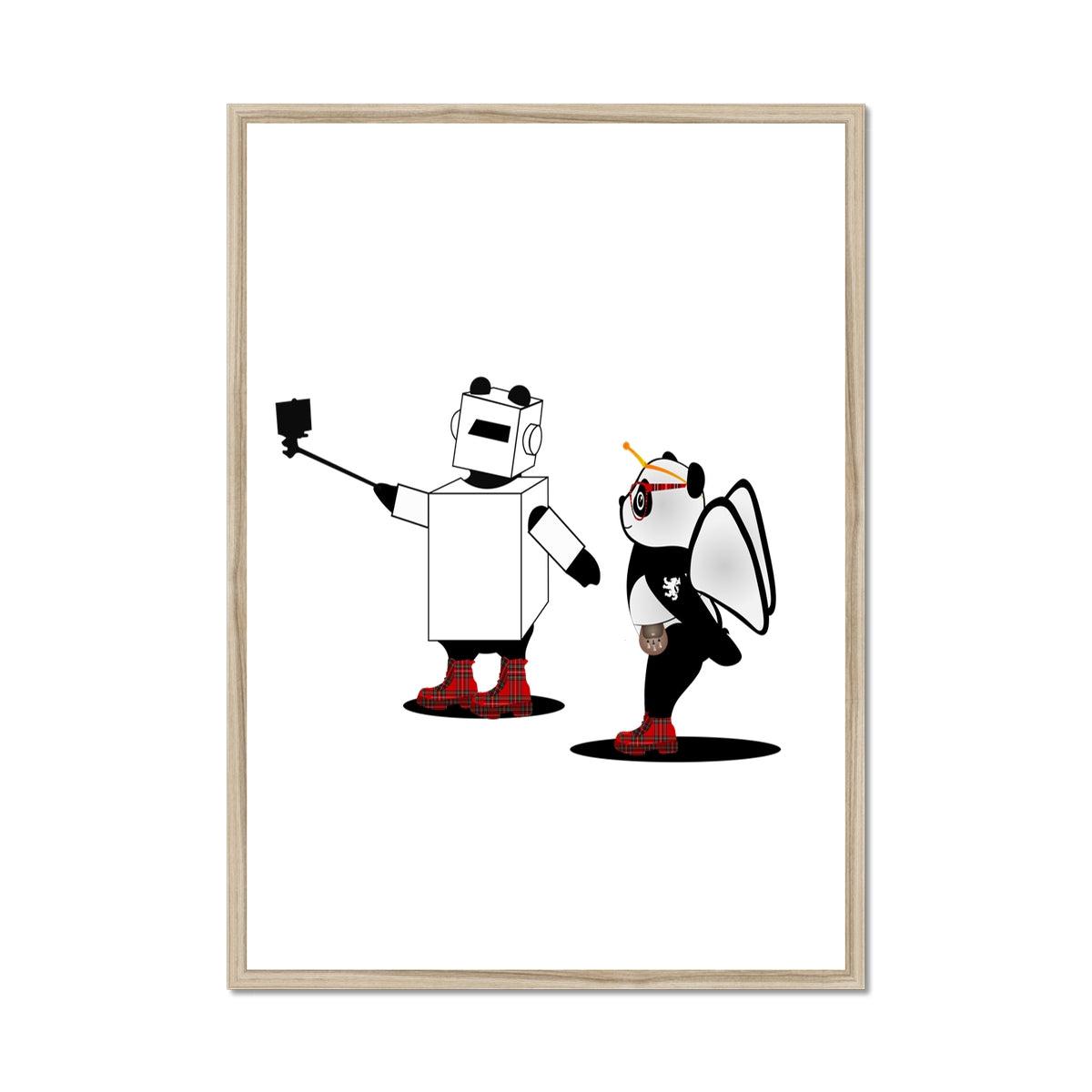 Techno Selfie | Panda Disco | Graphic Art | Framed Print