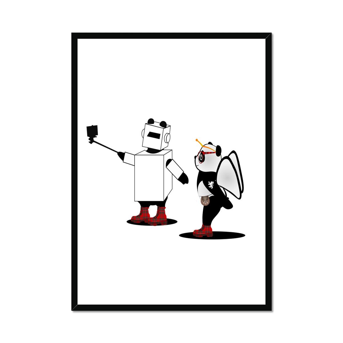 Techno Selfie | Panda Disco | Graphic Art | Framed Print