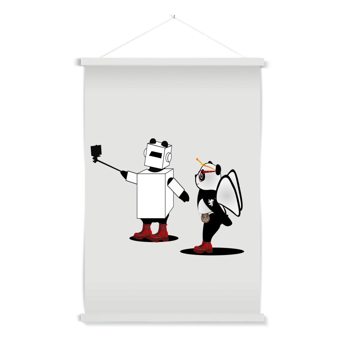 Techno Selfie | Panda Disco | Graphic Art Print with Hanger