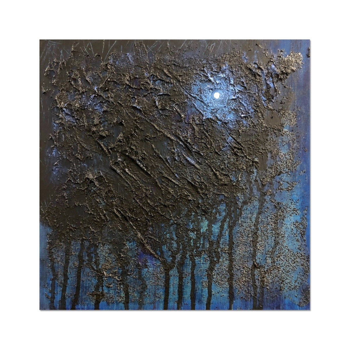 The Blue Moon Wood Abstract Painting | Artist Proof Collector Prints From Scotland