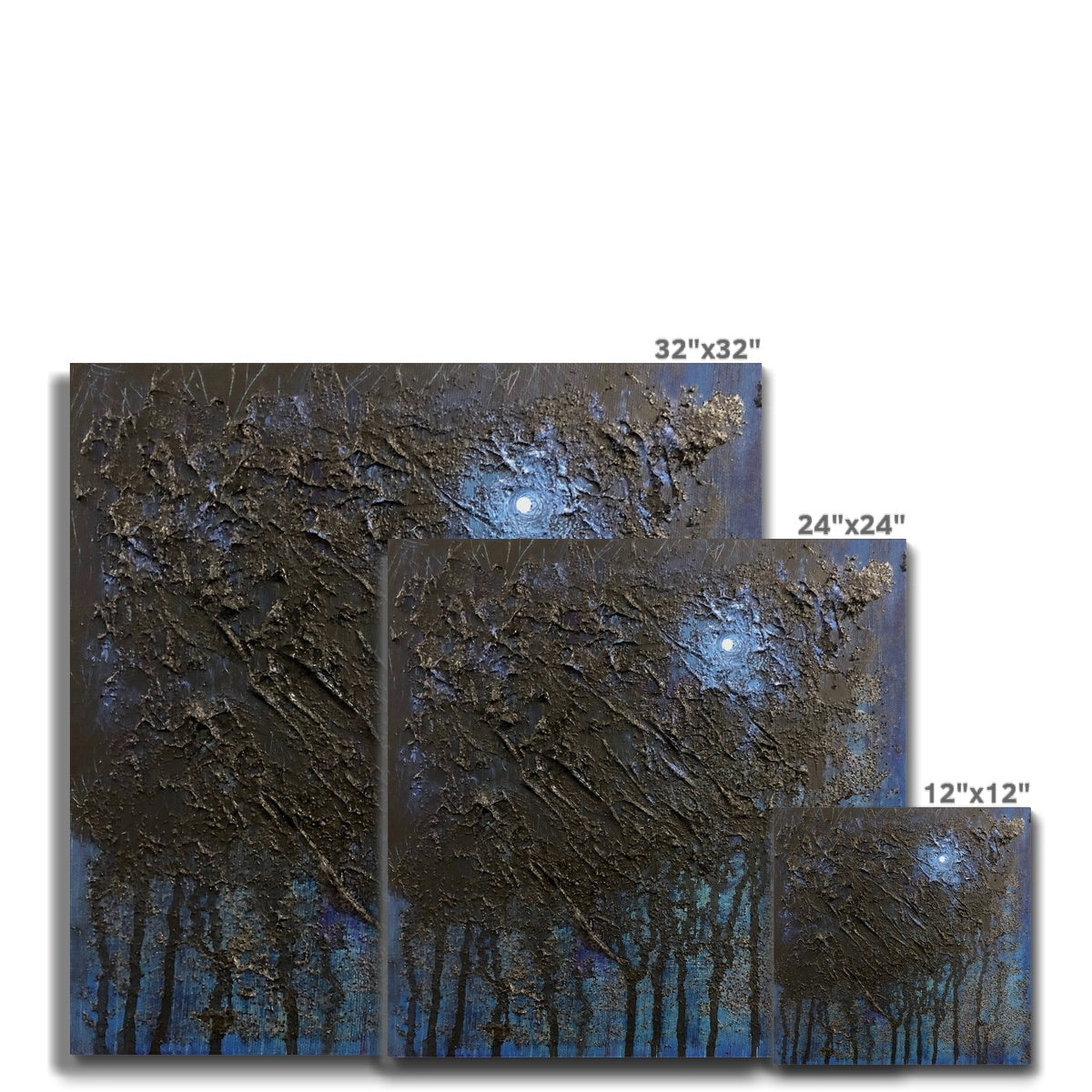 The Blue Moon Wood Abstract Painting | Canvas From Scotland