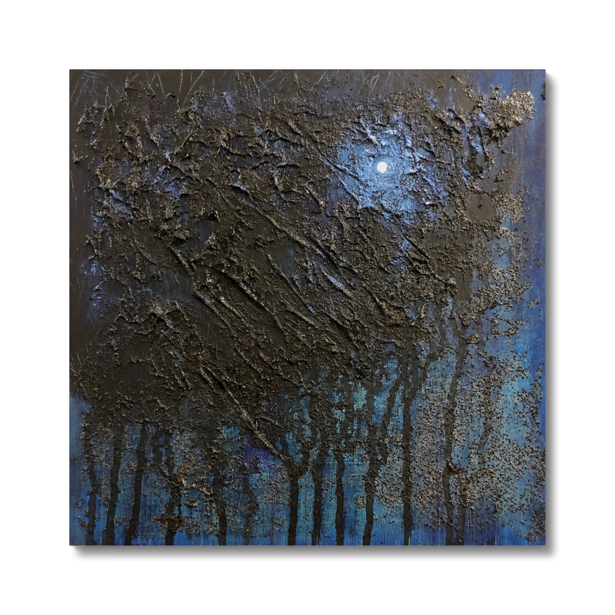 The Blue Moon Wood Abstract Painting | Canvas From Scotland