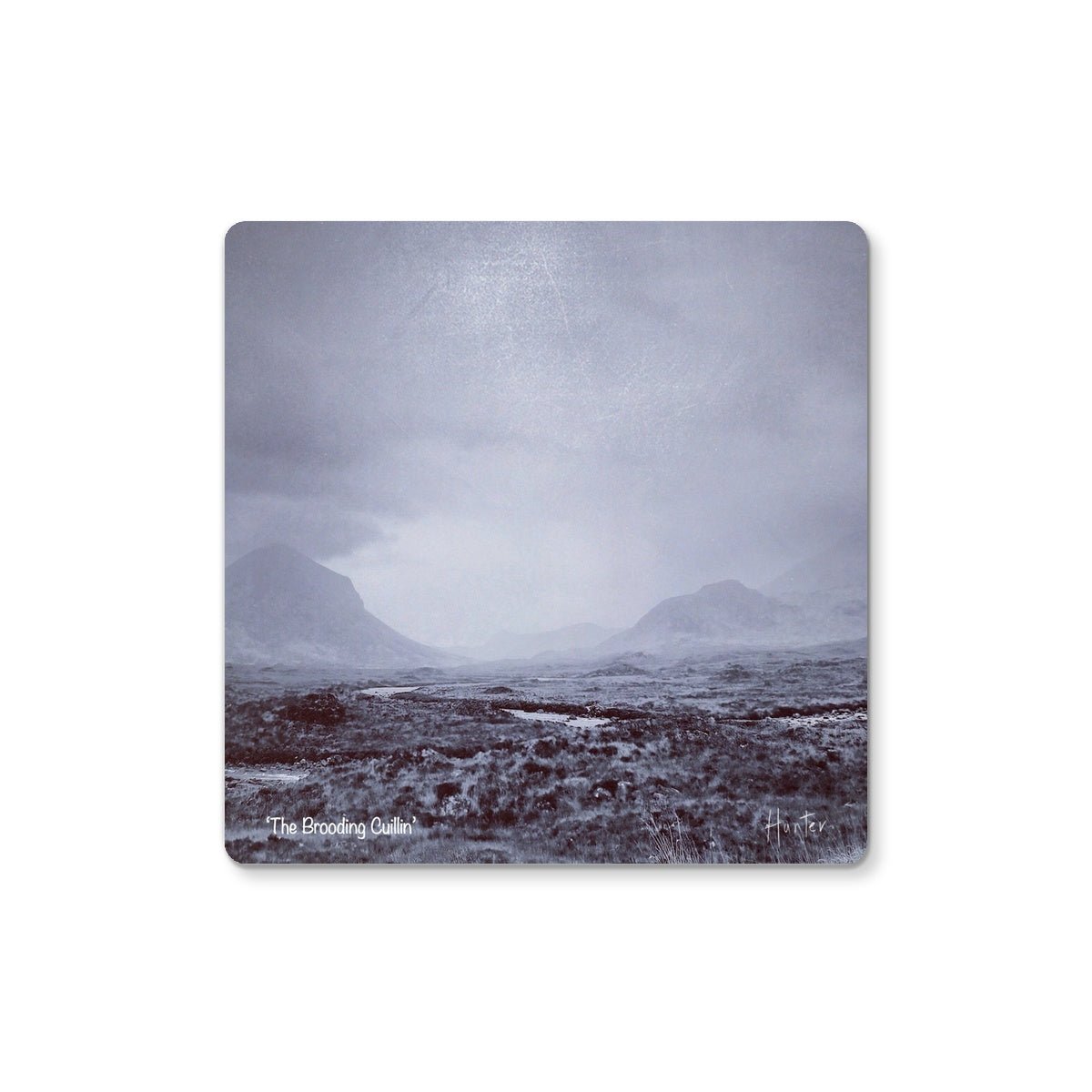 The Brooding Cuillin Skye Art Gifts Coaster-Coasters-Skye Art Gallery-6 Coasters-Paintings, Prints, Homeware, Art Gifts From Scotland By Scottish Artist Kevin Hunter
