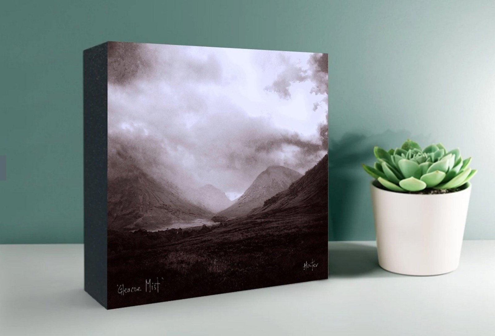 The Moonlit Mountain Stag Wooden Art Block-Wooden Art Blocks-Scottish Highlands & Lowlands Art Gallery-Paintings, Prints, Homeware, Art Gifts From Scotland By Scottish Artist Kevin Hunter