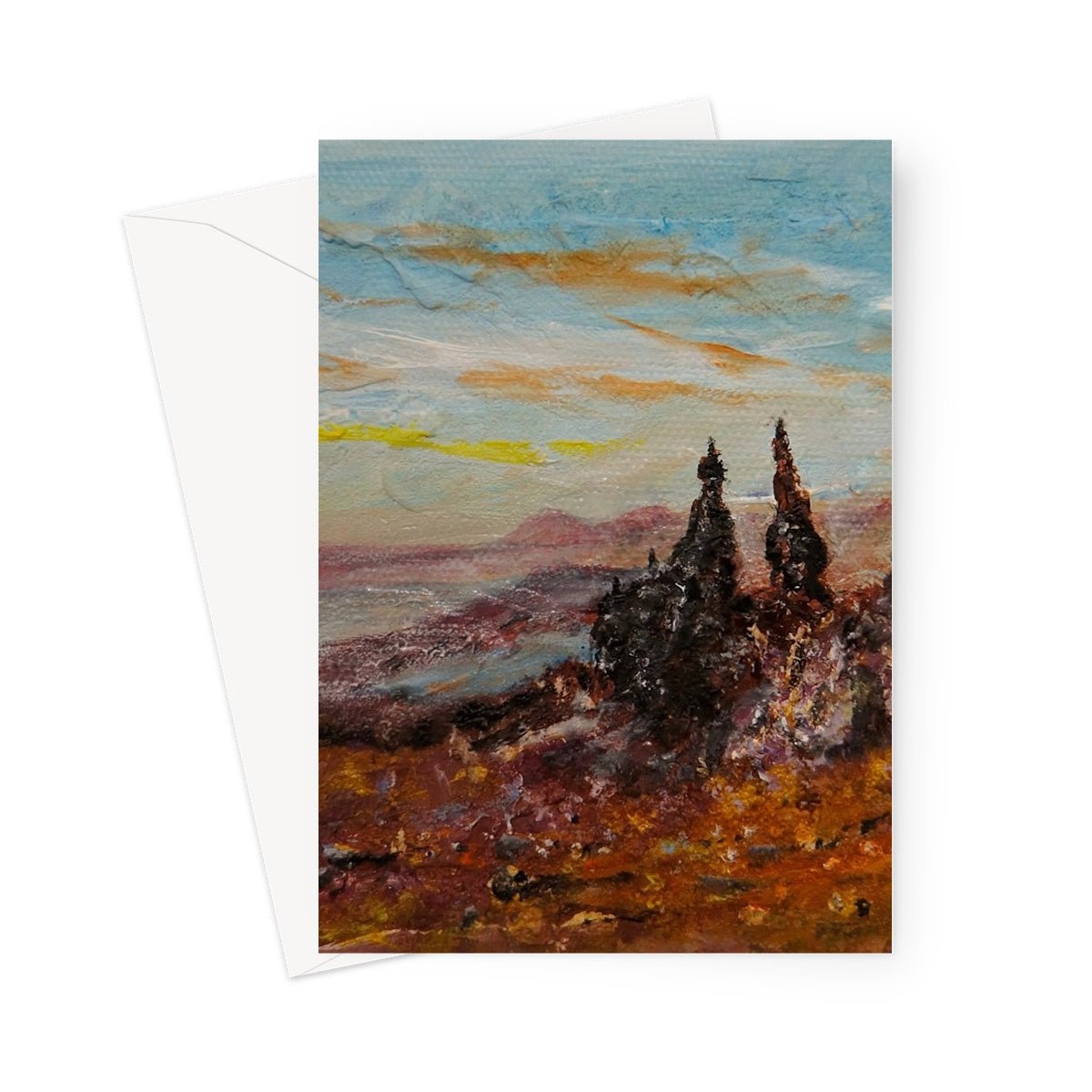 The Old Man Of Storr Skye Art Gifts Greeting Card-Greetings Cards-Skye Art Gallery-5"x7"-10 Cards-Paintings, Prints, Homeware, Art Gifts From Scotland By Scottish Artist Kevin Hunter