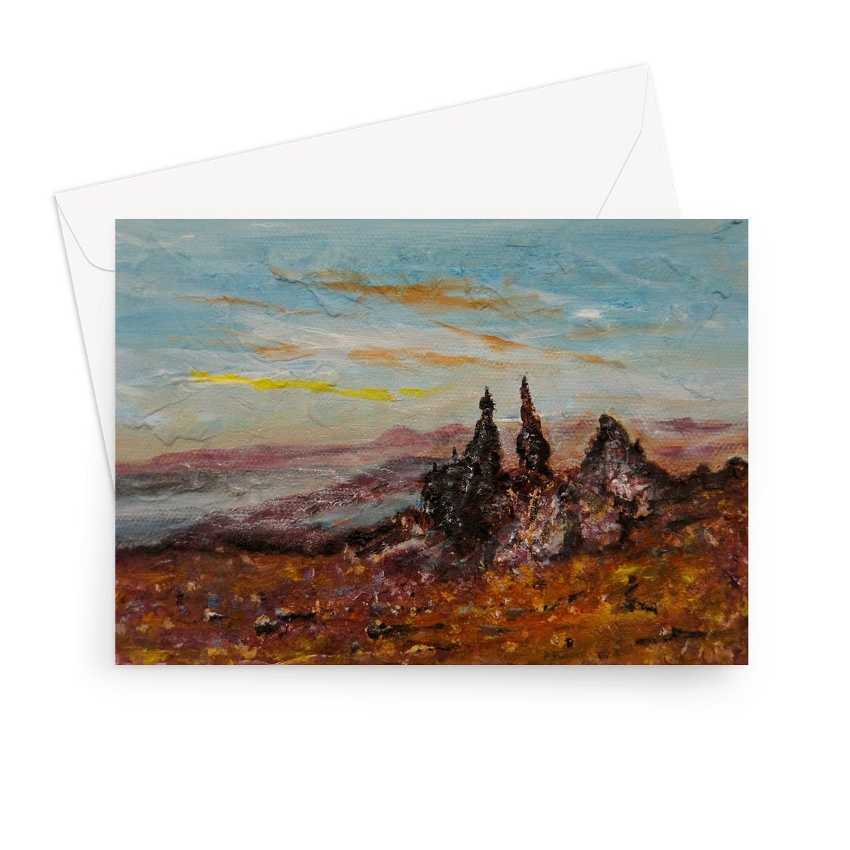 The Old Man Of Storr Skye Art Gifts Greeting Card-Greetings Cards-Skye Art Gallery-7"x5"-1 Card-Paintings, Prints, Homeware, Art Gifts From Scotland By Scottish Artist Kevin Hunter