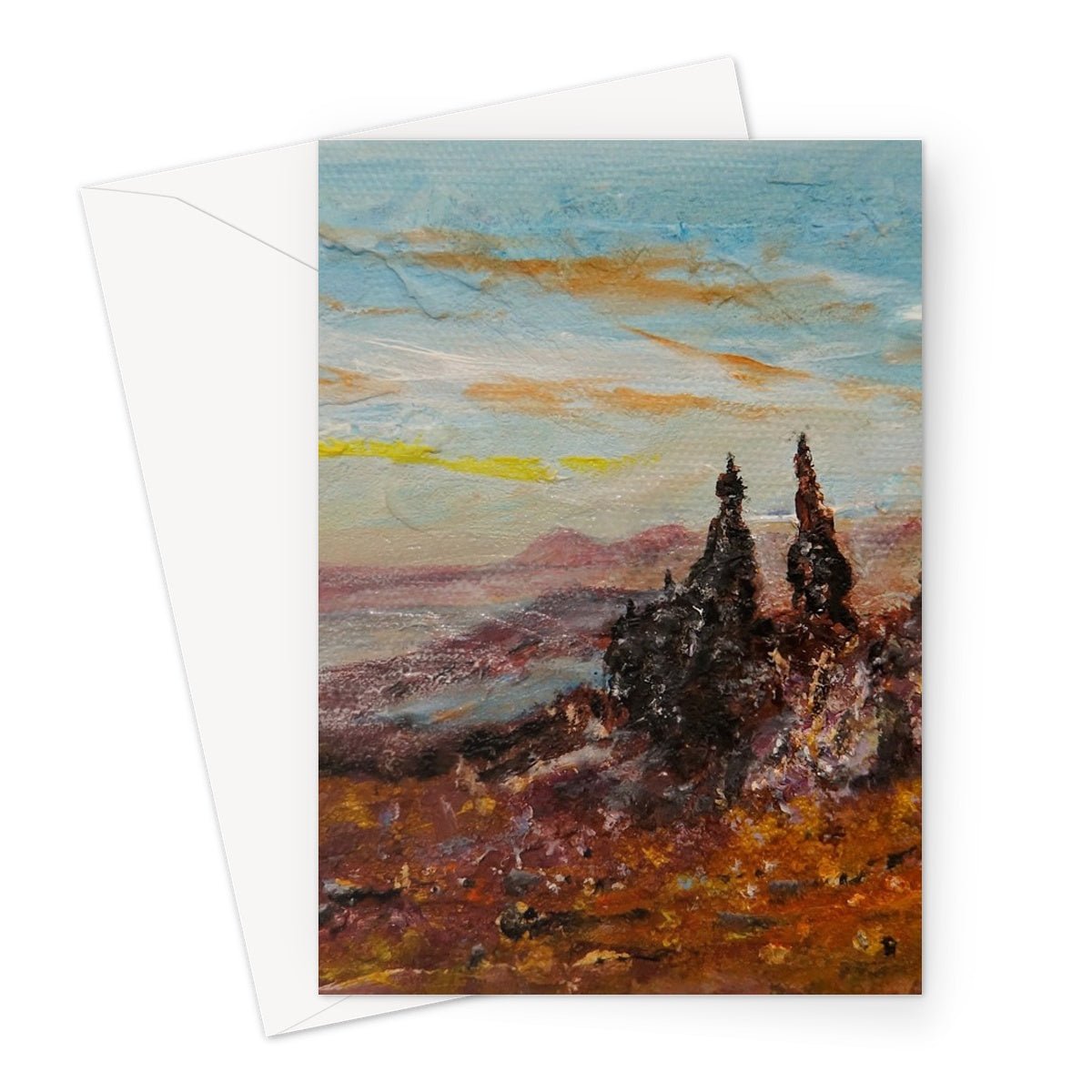 The Old Man Of Storr Skye Art Gifts Greeting Card-Greetings Cards-Skye Art Gallery-A5 Portrait-1 Card-Paintings, Prints, Homeware, Art Gifts From Scotland By Scottish Artist Kevin Hunter