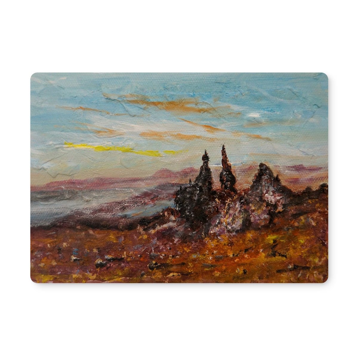 The Old Man Of Storr Skye Art Gifts Placemat-Placemats-Skye Art Gallery-4 Placemats-Paintings, Prints, Homeware, Art Gifts From Scotland By Scottish Artist Kevin Hunter