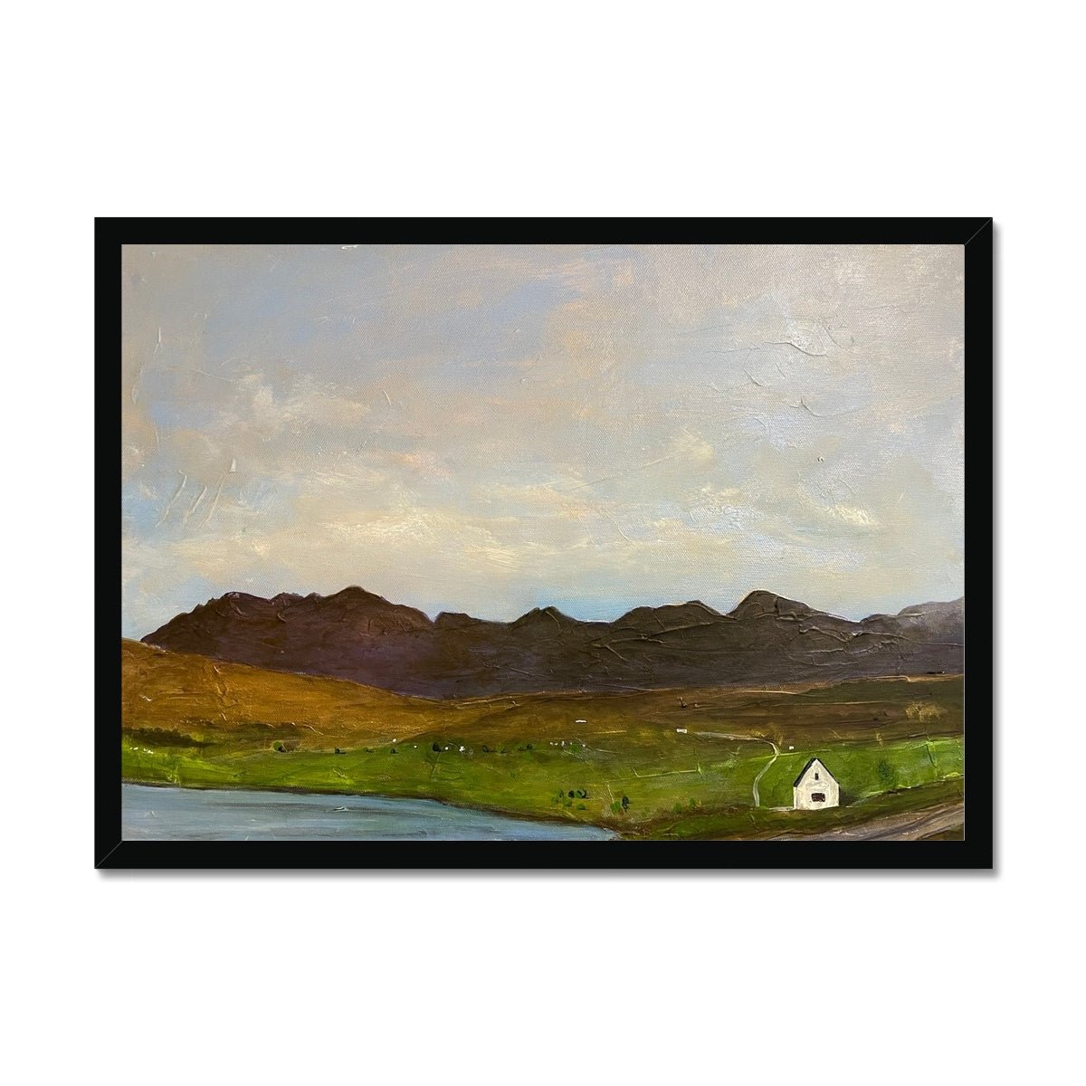 The Road To Carbost Skye Painting | Framed Prints From Scotland-Framed Prints-Skye Art Gallery-A2 Landscape-Black Frame-Paintings, Prints, Homeware, Art Gifts From Scotland By Scottish Artist Kevin Hunter