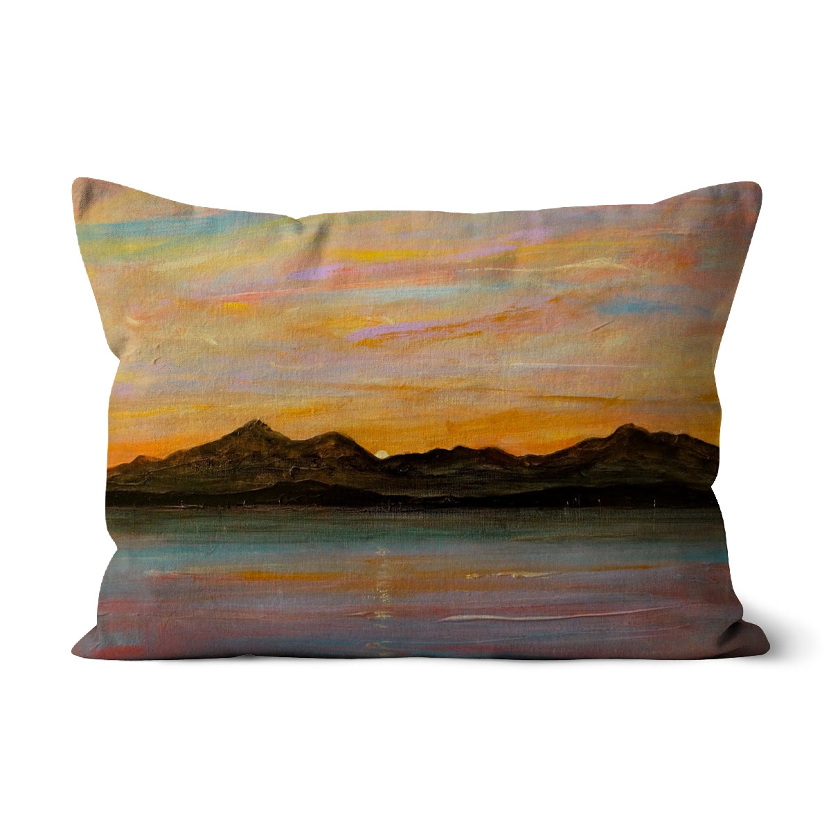 The Sleeping Warrior Arran Art Gifts Cushion | Arran Art Gallery | Paintings, Prints, Homeware and Art Gifts From Scotland By Scottish Artist Kevin Hunter