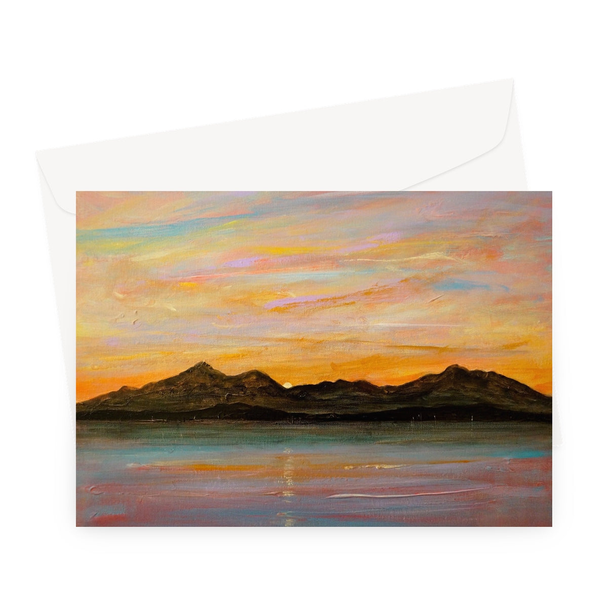 The Sleeping Warrior Arran Scottish Art Gifts Greeting Card | Arran Art Gallery | Paintings, Prints, Homeware and Art Gifts From Scotland By Scottish Artist Kevin Hunter