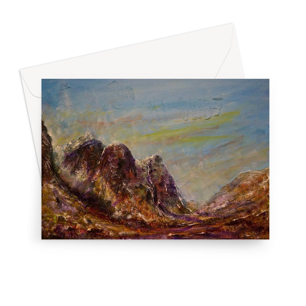 Three Sisters Glencoe Art Gifts Greeting Card-Greetings Cards-Glencoe Art Gallery-7"x5"-1 Card-Paintings, Prints, Homeware, Art Gifts From Scotland By Scottish Artist Kevin Hunter