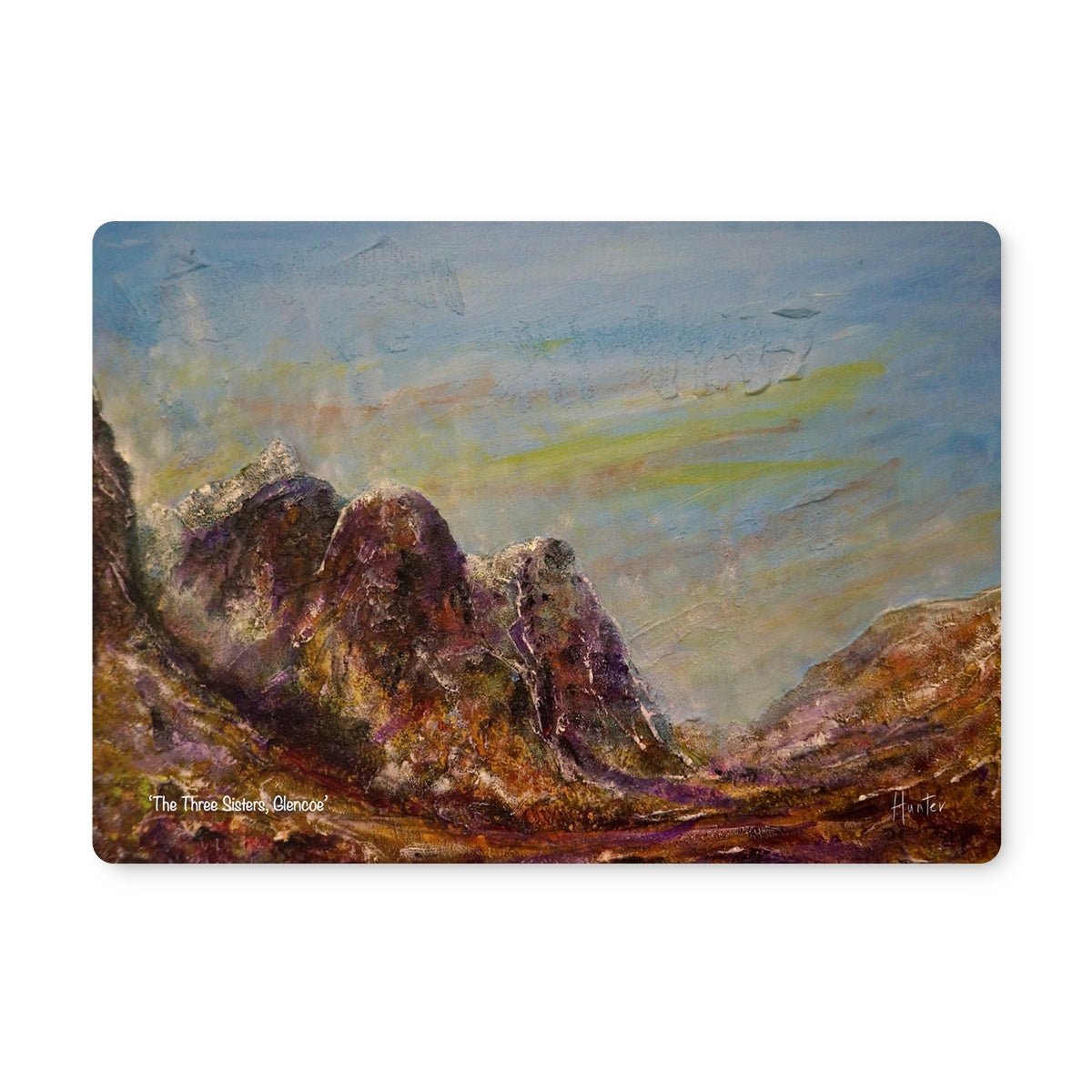 Three Sisters Glencoe Art Gifts Placemat-Placemats-Glencoe Art Gallery-4 Placemats-Paintings, Prints, Homeware, Art Gifts From Scotland By Scottish Artist Kevin Hunter
