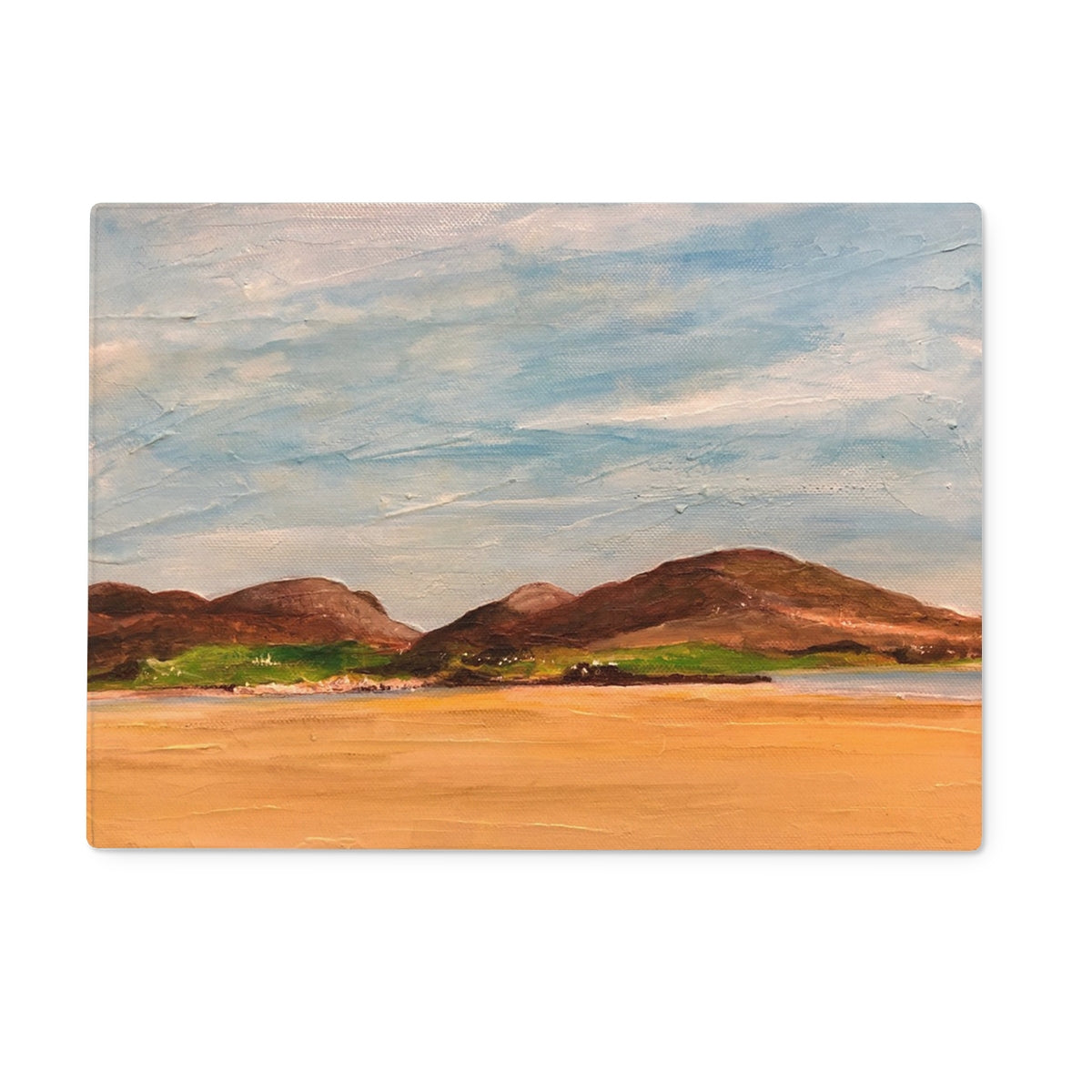 Uig Sands Lewis Art Gifts Glass Chopping Board | Hebridean Islands Art Gallery | Paintings, Prints, Homeware and Art Gifts From Scotland By Scottish Artist Kevin Hunter