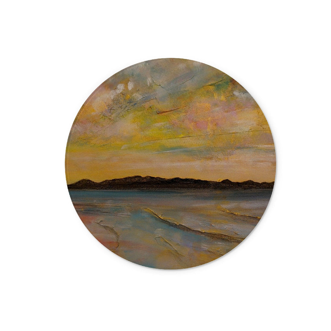 Vallay Island North Uist Art Gifts Glass Chopping Board | Hebridean Islands Art Gallery | Paintings, Prints, Homeware and Art Gifts From Scotland By Scottish Artist Kevin Hunter