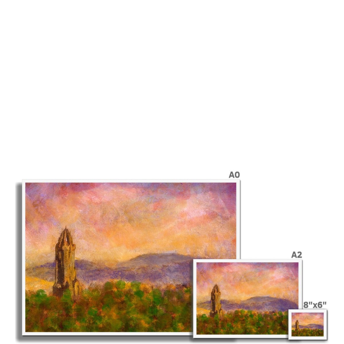 Wallace Monument Dusk Painting | Framed Prints From Scotland-Framed Prints-Historic & Iconic Scotland Art Gallery-Paintings, Prints, Homeware, Art Gifts From Scotland By Scottish Artist Kevin Hunter